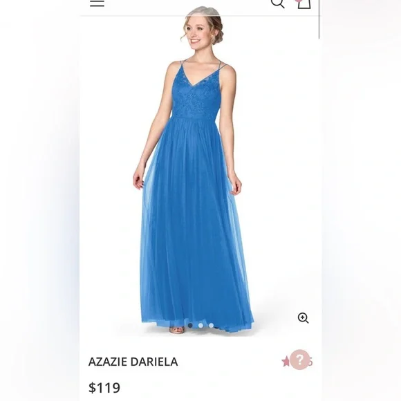NWT Azazie Bridesmaids Maxi Dress Dariela Blue Jay Corset Back Women Sz Small A4