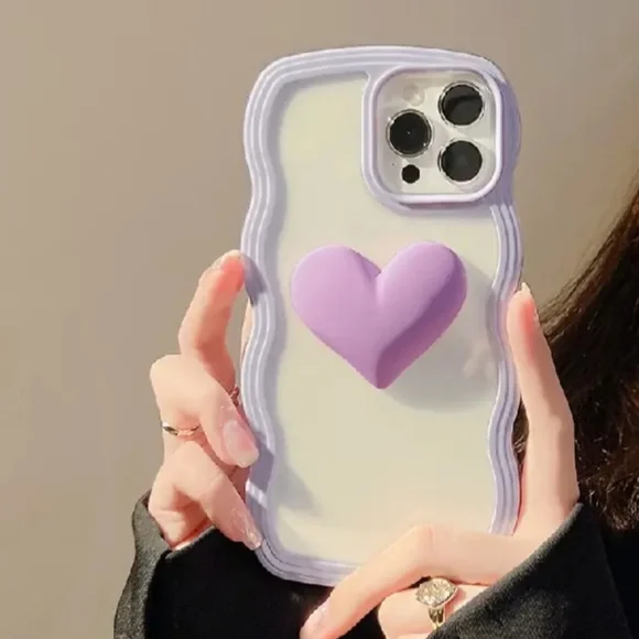 Brand new Apple Iphone 14 Pro Max Wavy love heart 💜Silicone Phone Case