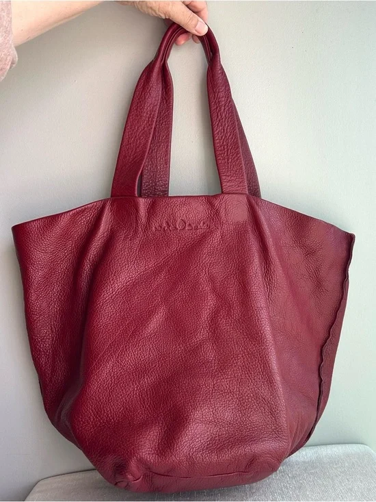 Neta Sade Hobo Bag Purse Red Pebbled Leather Large Tote Handbag Designer