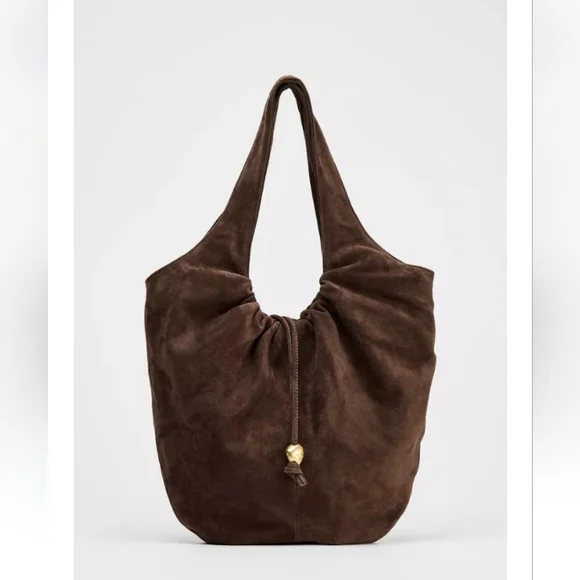 Zara Brown Suede Shoulder Bag