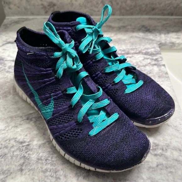 Nike Free Flyknit Chukka Running Shoes Womens Sz Us 8.5 Trainers Barefoot Purple