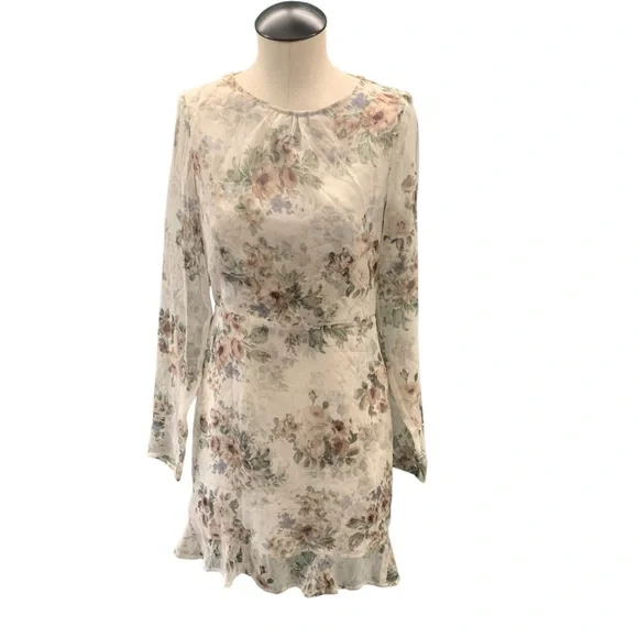 FOR LOVE & LEMONS Floral Ruffle Hem‎ Mini Dress – Size M