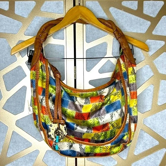 Jessica Simpson Boho Patchwork Hobo Shoulder Bag Y2K Festival Purse