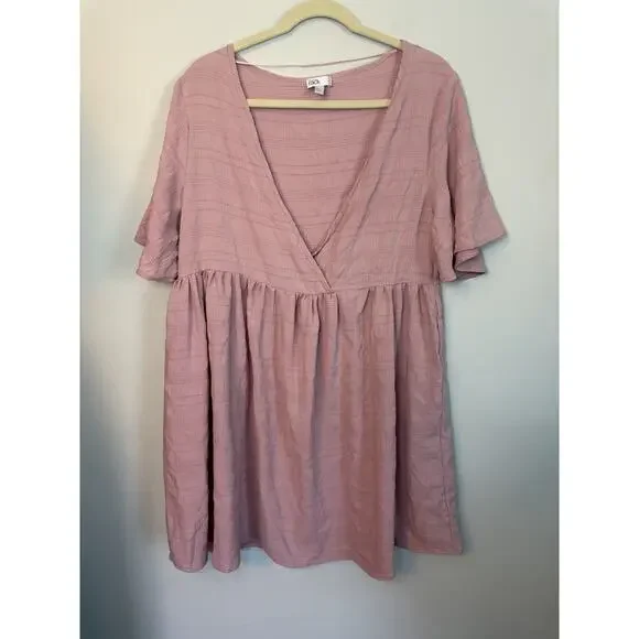 Nordstrom Rack Pink Zephyr Textured Midi Wrap Dress Sz S Oversized NEW
