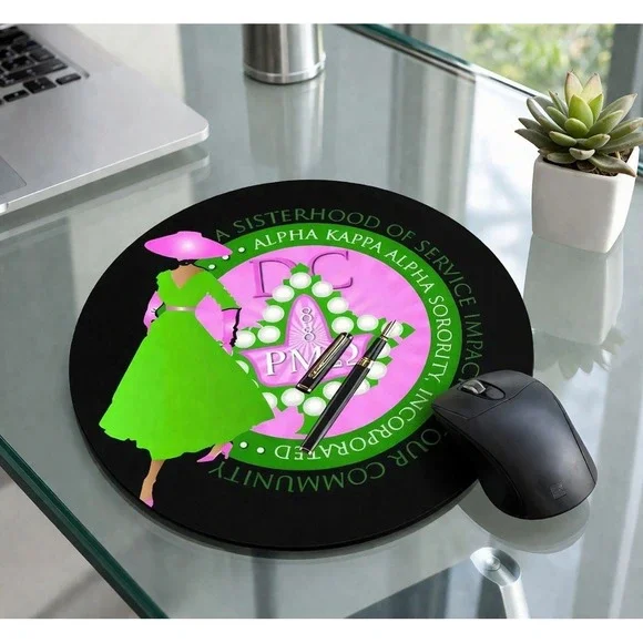AKA Alpha Kappa Alpha Mouse Pad Black‎ with Lady Silhouette Design