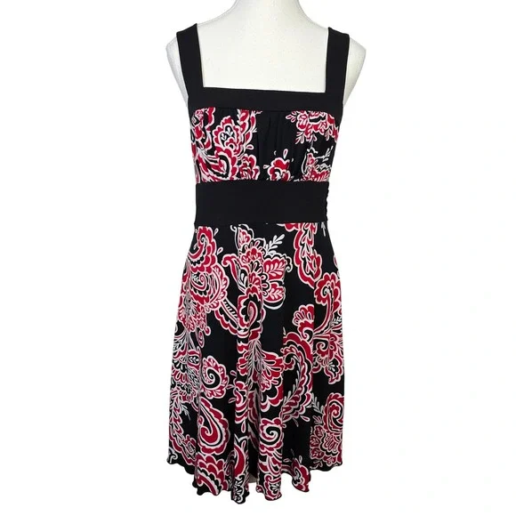 Speechless Women's Black Red Floral Print Sleeveless Knee Length‎ Dress Size L