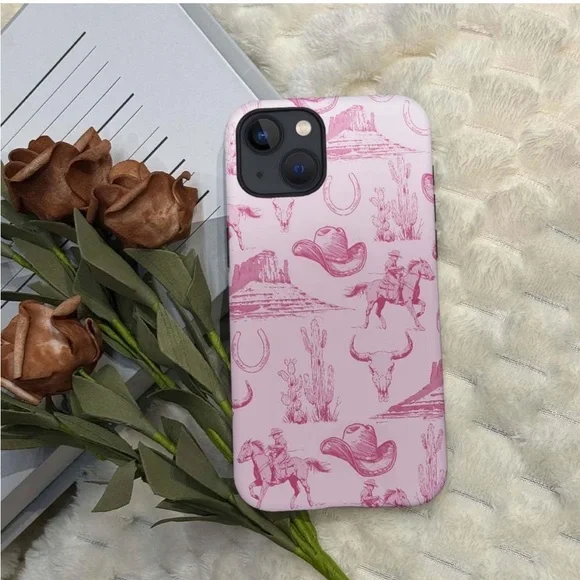 Pink Western-Themed Vintage Cowboy Cowgirl Phone Case IPhone 13 Protector