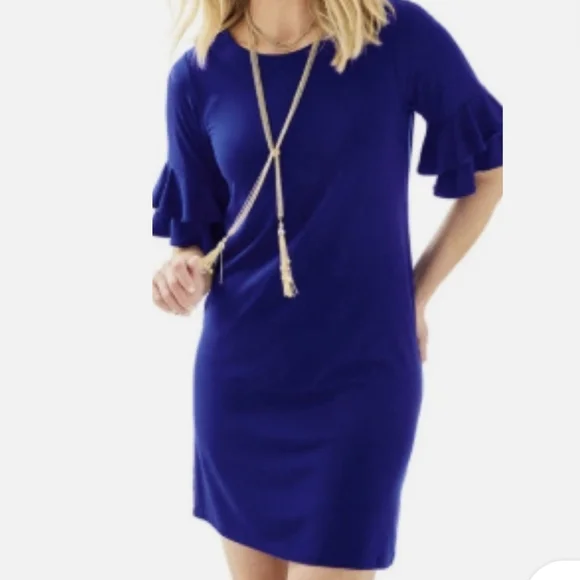 Lilly Pulitzer Flounce Sleeves Twilight Blue Dress