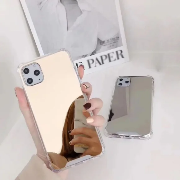 iPhone Case Mirrored Phone Cover Gold Silver 15 Pro 15 14 Pro 13 Pro