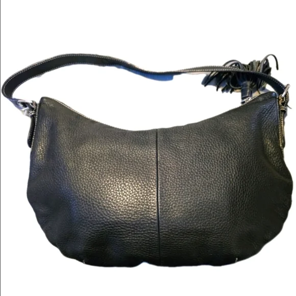 Y2K Black Pebbles Leather Ralph Lauren Shoulder Bag