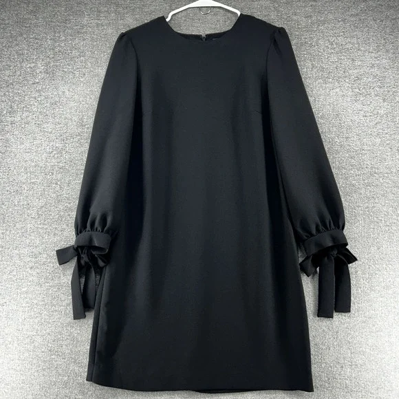Banana Republic Shift Dress Women Size 4 Black Bow Cuff Casual