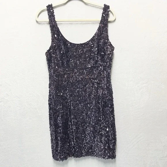 Suzi Chen for Maggy Boutique Sequin Mini Dress Womens 14 Purple Cocktail Party