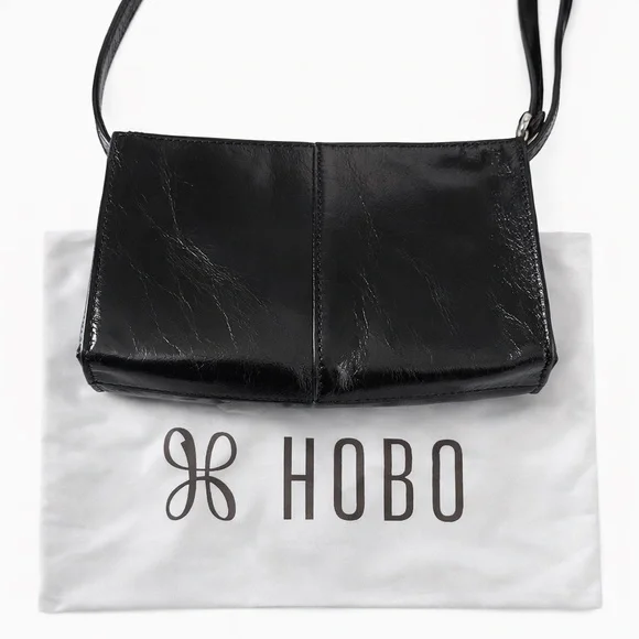 HOBO Glossy Black Leather Shoulder Crossbody Bag
