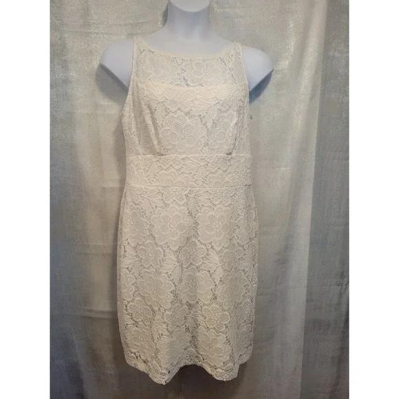 SD Collection 16 White‎ Lace Sleeveless Sheath Dress Wedding Cruise Party Church