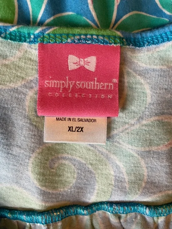 Simply Southern Blue Tank Dress with Pink Elephant Print Size XL/2X