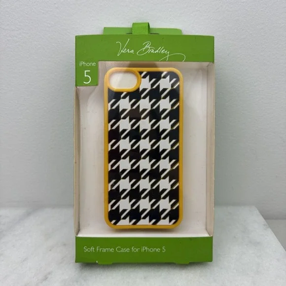 Vera Bradley iPhone 5 Soft Case Hello Yellow Midnight Hounds Tooth