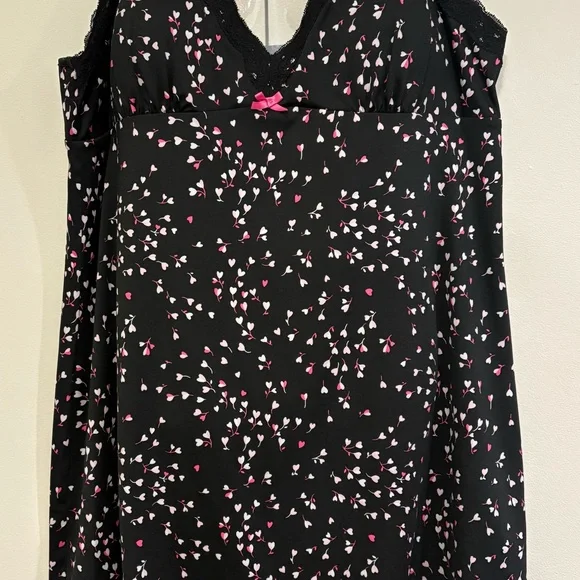 Jenni Black Nightgown with Heart Accents