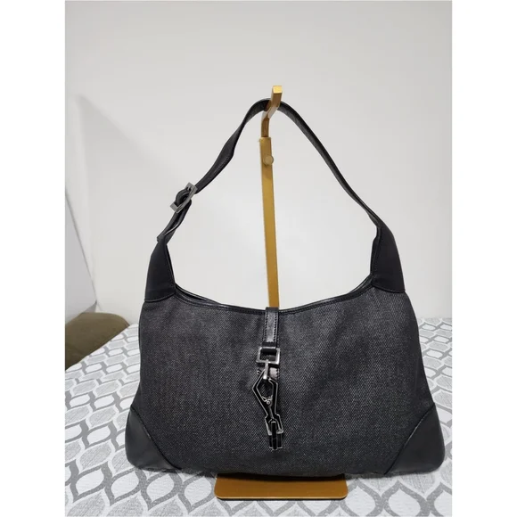 GUCCI Vintage Jackie Hobo Denim Bag Black