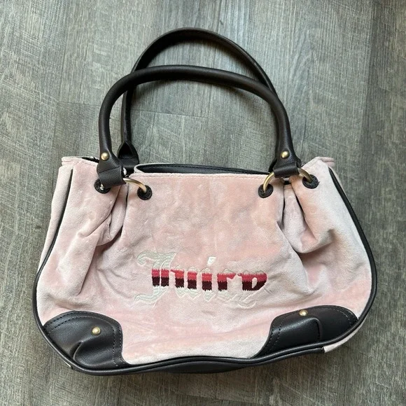 Y2K Vintage 2010 Juicy Couture Bubblegum Pink Hobo Satchel Bag Crest Handbag