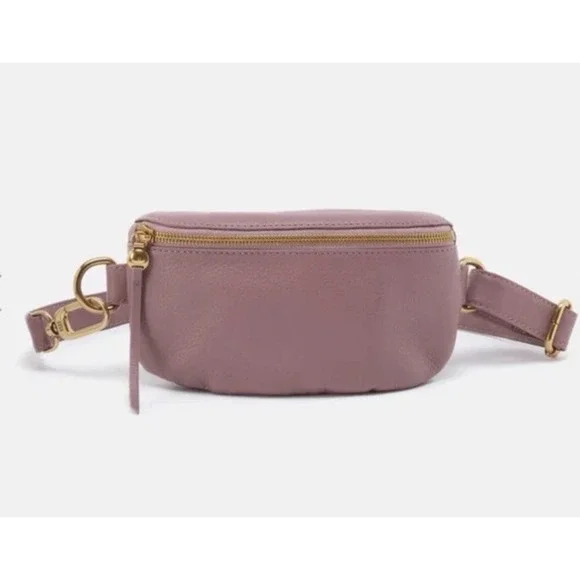 Hobo Mauve Leather Fern Belt Bag/crossbody with Pockets And Zip Closure #59