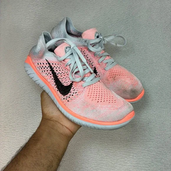Nike Free RN Flyknit 2018 Running Shoes Women 7.5 Pink Athletic Sneaker 942839