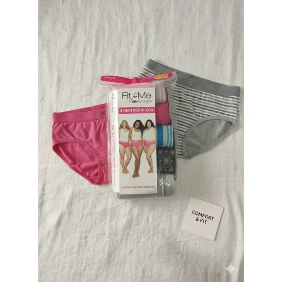 Fruit of the Loom fit for Me Heather Hi-Cuts Panties Size 11 Comfort Leg Bands