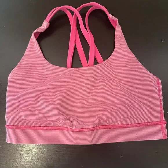 Lululemon‎ Energy Bra Sz 4 in Wee Stripe Jewelled Magenta Strappy