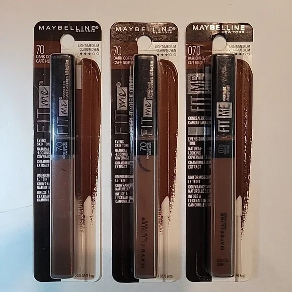 Lot of 3 | Maybelline Fit Me Liquid Concealer #70 Dark Coffee NEW Sealed Makeup