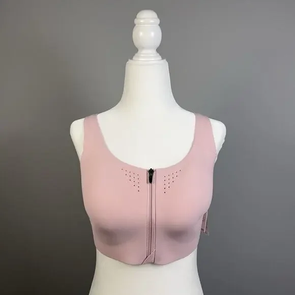 Victoria’s Secret Pink Featherweight‎ Max Sports Bra Zip Front Strappy Back 38DD