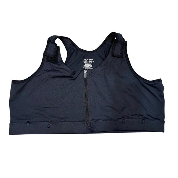 Karlee Smith Mastectomy Bra XXL‎ Front Zip Post Surgical Compression Black