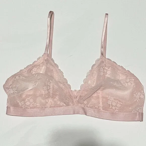 Wild Fable Juniors Sheer Lace Bralette XL Pink Coquette Soft Girl Angelcore
