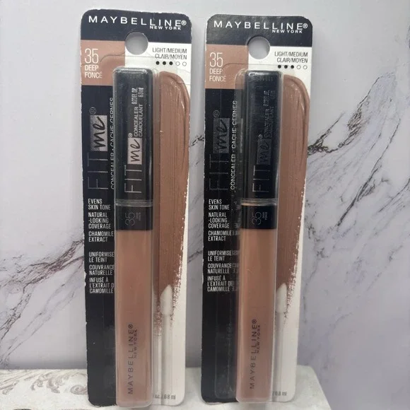 Maybelline Fit Me Liquid Concealer 35 Deep Foncé Light-Medium Clair Set Of 2 NEW