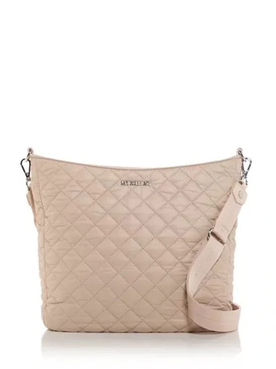 MZ Wallace Quilted Shoulder/Crossbody Hobo Bag in Pale Pink