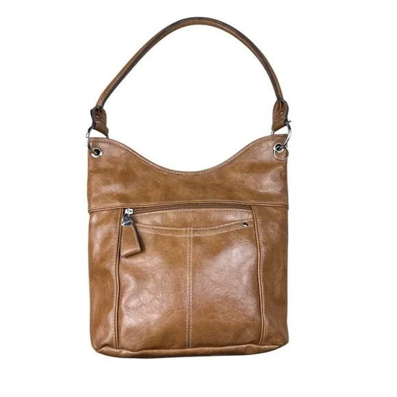 Rosetti Tip Top Brown Sugar Vegan Leather Hobo Shoulder Bag Purse Pockets Boho