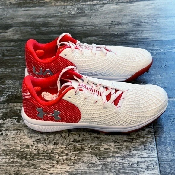 Under Armour UA Glyde 2 MT Metal Softball Cleats White Red Womens Size‎ 9 NEW