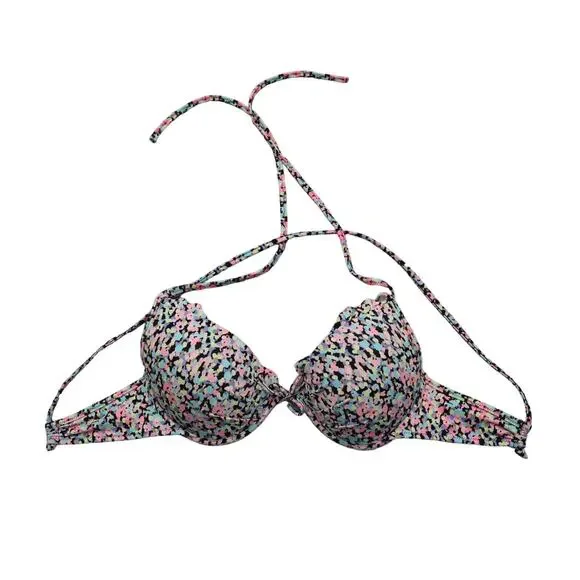 Victorias Secret Swim Wear Bra Womens 34C Multicolor Speckled Halter Bikini Top