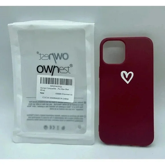 Soft‎ Liquid Silicone Case Compatible With iPhone 12 Pro Max Heart Pattern Red