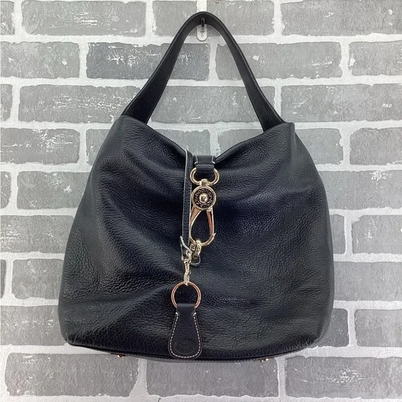Dooney & Bourke Navy Lucca Leather Lock Hobo Pebbled‎ Leather Shoulder Bag