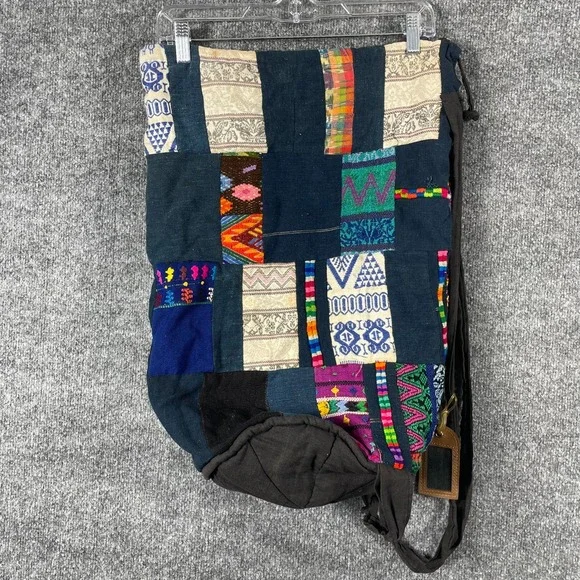Patchwork Backpack Tote Bag‎ Colorful Hippie Hobo Boho Lined Sack Retro Cotton