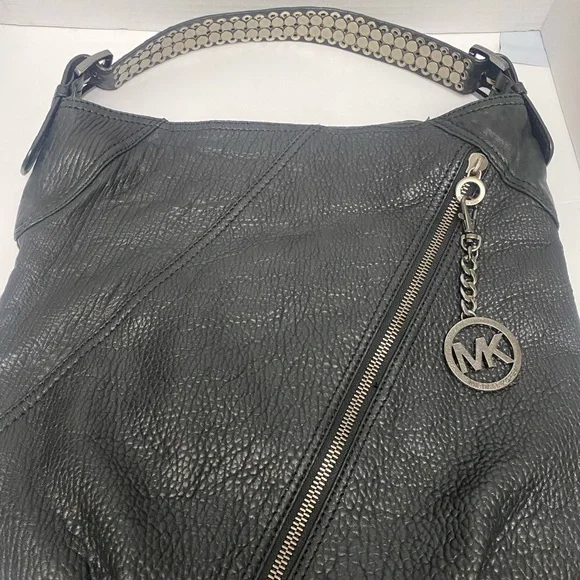 Michael Kors Mickey Black Textured Pebbled Leather Bag with Studded Handle NWOT