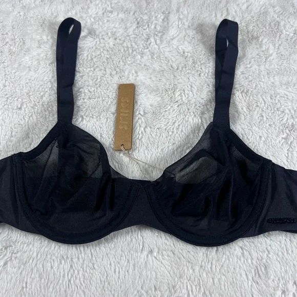 SKIMS Summer Mesh Demi Bra Onyx Black Sheer Underwire‎ BR-DEM-1883 34A NEW