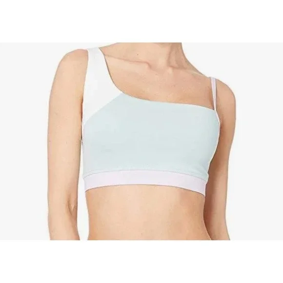 Kate‎ Spade New York One Shoulder Colorblock Sports Bra Mint Purple White M