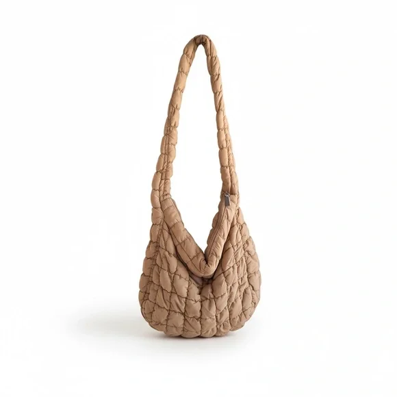 Boutique. Tan Quilted Hobo Bag