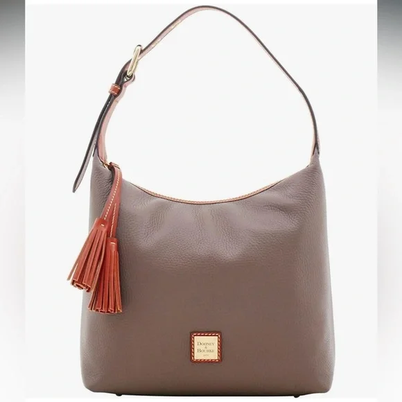Dooney & Bourke Taupe and Coral Hobo Bag