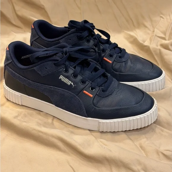 Puma‎ Women's Cali G Navy Spikeless Golf Leather and Suede Shoes Size 8 1/2