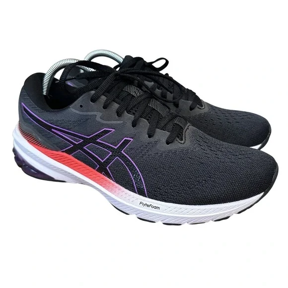Asics GT-1000 Running Shoes Womens 11 FlyteFoam GEL Lite Truss Black Purple Red