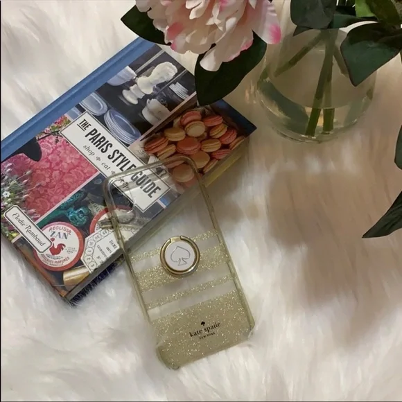 🌺Kate spade gold glitter striped iPhone XS case max