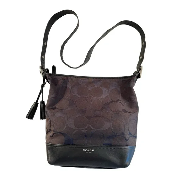 Coach Signature Legacy Leather Canvas 21149 Classic‎ Preppy Black Bag Purse