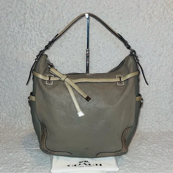 Coach Pinnacle Gray Leather Large Oversized Allie Hobo Shoulder Bag Tote Purse