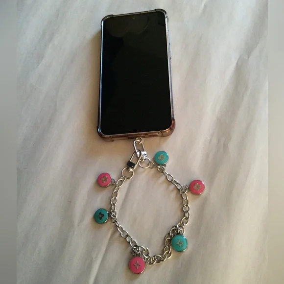 Silver Phone Charm Bracelet Bag Charm